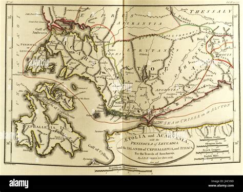 Map of Aetolia and Acarnania Stock Photo - Alamy