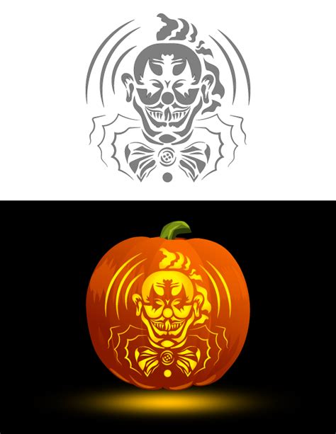 Printable Creepy Clown Pumpkin Stencil