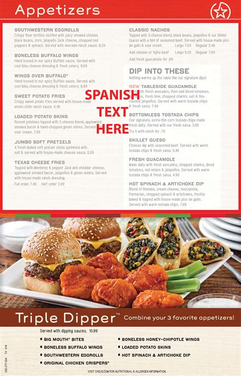 Chilis Printable Menu