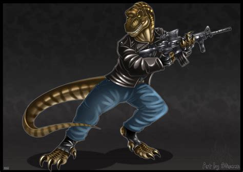 Anthro T.rex - Commission by DrakainaQueen on DeviantArt