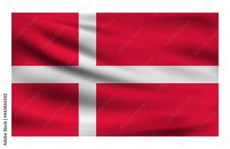 Realistic National flag of Denmark. Current state flag made of fabric ...