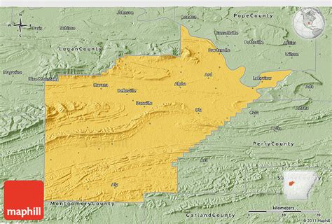 Savanna Style 3D Map of Yell County