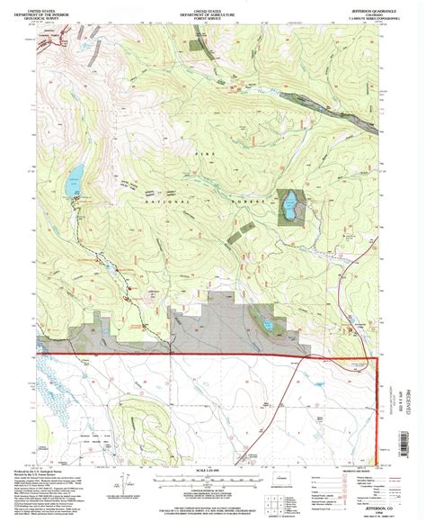 Classic USGS Jefferson Colorado 7.5'x7.5' Topo Map – MyTopo Map Store