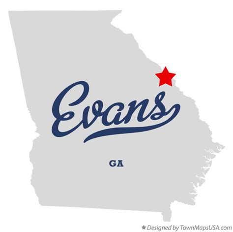 Map of Evans, GA, Georgia