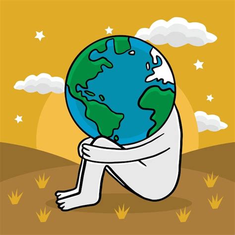 Premium Vector | Climate change sad earth concept illustration