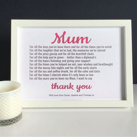 Special Mum thank you poem print gift for mother's day or | Etsy