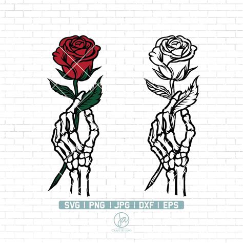 Skeleton Hand Roses Svg Hands Death Svg Skeleton Holding Rose SVG ...