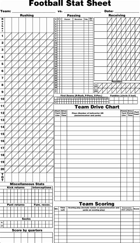 Blank Football Playbook Template Awesome Free Blank Football Stat Sheet ...