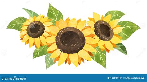 Sunflower Wedding Inwitation Clipart. Watercolor Yellow Sunflower ...