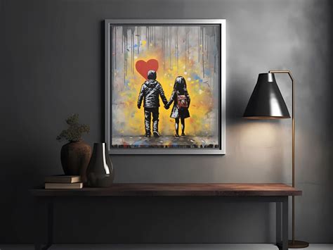 Graffiti Wall Art, Kids Room Decor, Boy and Girl Holding Hands Picture, Print for Kids Room ...