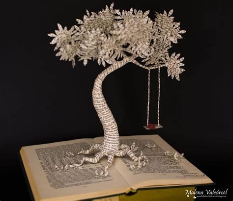 Book Arts Paper Tree With Swing Book Sculpture Altered Book . MADE TO ...