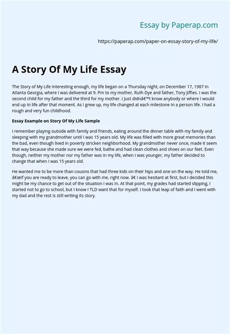 The Story of My Life: A Personal Narrative