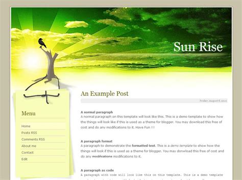 Blogger Templates: Sun Rise - 2 Column (Blogget Template)