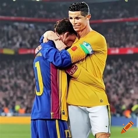 Messi and ronaldo hugging on Craiyon