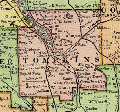 Tompkins County, New York 1897 Map by Rand McNally, Ithaca, NY