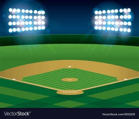 Baseball field at night Royalty Free Vector Image