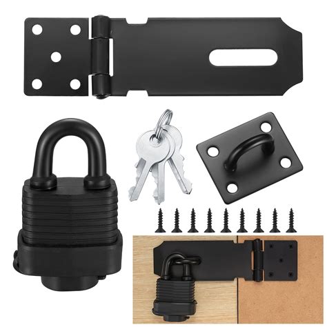 Buy QOOSIKICCPadlock Hasp Kit, Deadbolt Lock Hasp with Padlock & Screws ...