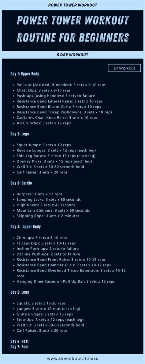 Power Tower Workout Routine for Beginners (with PDF) | Dr Workout