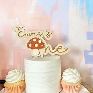 Mushroom ONE Cake Topper With Personalized Name, Boho Cake Topper ...