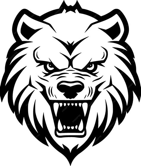 Premium Vector | Bear black and white vector illustration