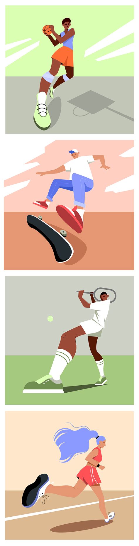 Young athletes. Characters in cartoon style. on Behance