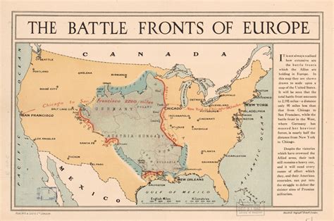 World War I battle fronts of Europe overlaid over a map of the United States : r/wwi