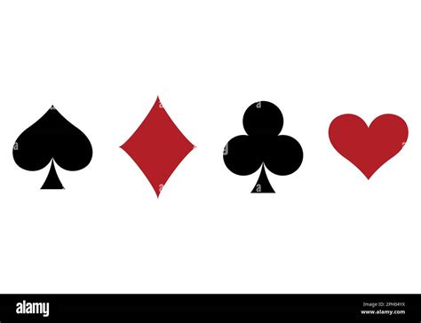 Playing card suit symbol set - four shapes of Hearts, Spades, Clubs and Diamonds symbols, vector ...