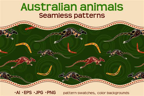 10 Australian animals seamless patterns