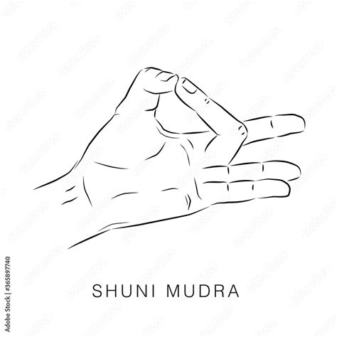 Shuni Mudra, yoga hand gesture, meditation pose Stock Illustration ...