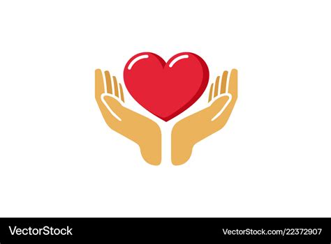 Love giving heart hands holding logo Royalty Free Vector