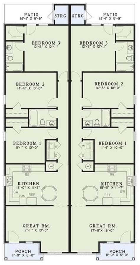 Narrow Lot Duplex Floor Plans With Garage | Review Home Co