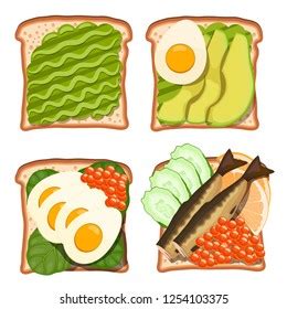 Set Toasts Various Wholesome Food Products Stock Vector (Royalty Free) 1254103375 | Shutterstock