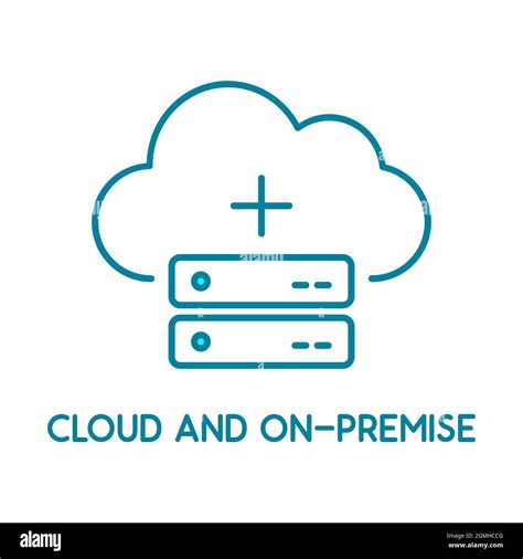 Cloud and on-premise service line icon. Local network and cloud based solutions. In house ...