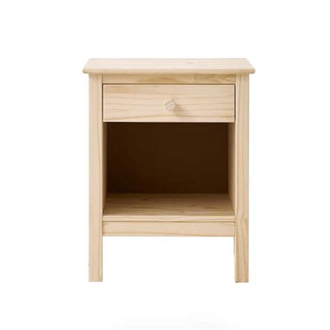 StyleWell 1-Drawer Unfinished Natural Pine Wood Nightstand (25 in. H x 20 in. W x 16.5 in. D ...