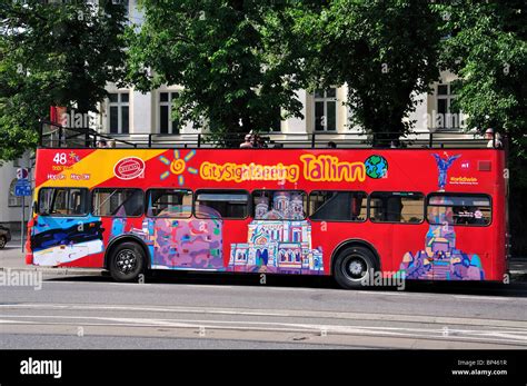 City tour bus, Viru Turg, Tallinn, Harju County, Estonia, Republic of ...