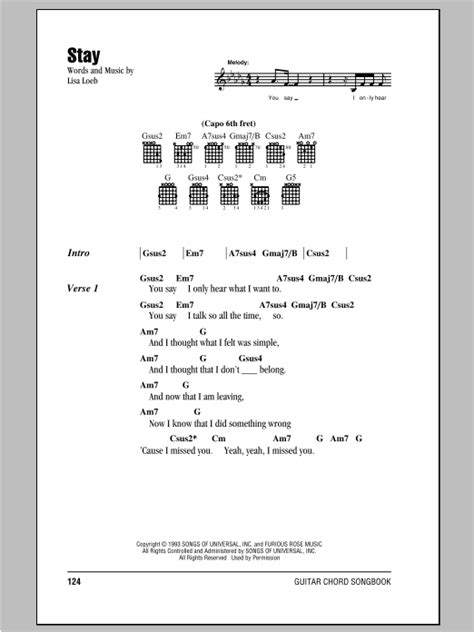 Stay by Lisa Loeb & Nine Stories - Guitar Chords/Lyrics - Guitar Instructor