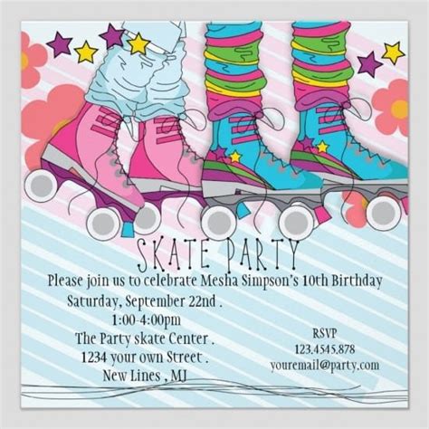 Free Roller Skating Birthday Party Invitation