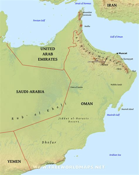 Map Of Gulf Of Oman - Cities And Towns Map