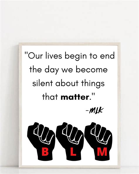 Black Lives Matter MLK Jr. Quote Our Lives Begin to End the | Etsy ...