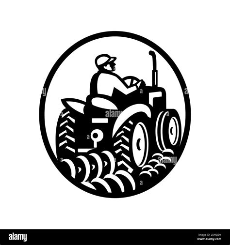 Tractor field plowing Black and White Stock Photos & Images - Alamy