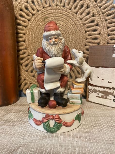 Vintage Santa Music Box 1990, Santa Claus is Coming to Town, Impulse Giftware, Musical ...