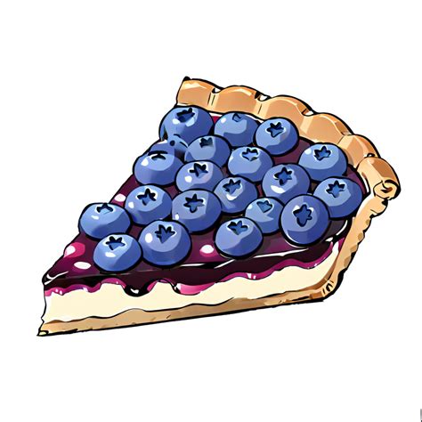 Blueberry Cake Slice Hand Drawn Cartoon Style Illustration AI Generated ...