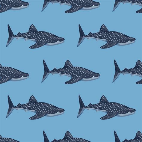 Whale shark seamless pattern in scandinavian style. Marine animals background. Vector ...