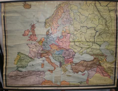 SCHOOL WALL MAP wall map Europe state map states Europe before 1938 209x155 cm $42.00 - PicClick