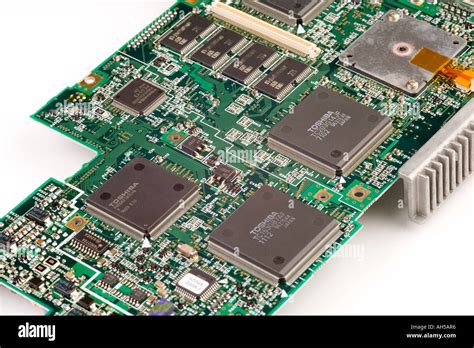 A laptop computer main circuit board showing various electronic Stock ...