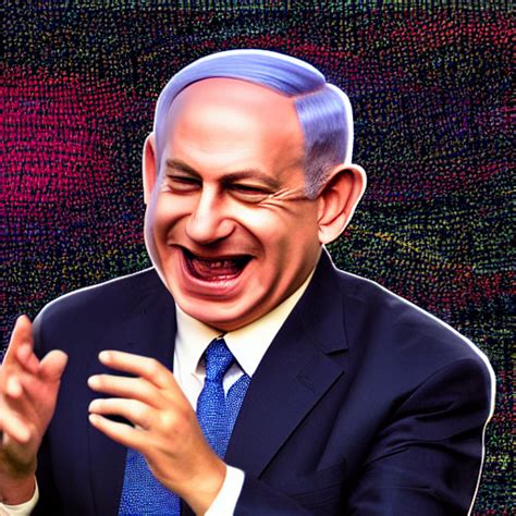 prompthunt: benjamin netanyahu laughing hysterically at computer screen ...