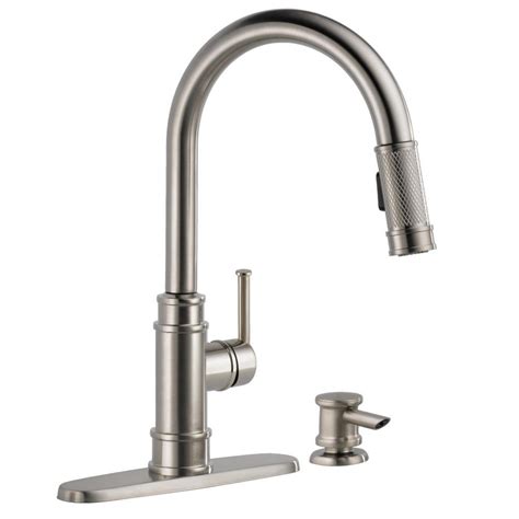 Delta Allentown Single-Handle Pull-Down Sprayer Kitchen Faucet with Soap in SpotShield Stainless ...