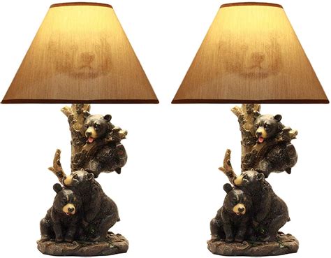 Ebros Climbing Black Bear Cubs Table Lamp With Bear Shade Desk Lamp ...