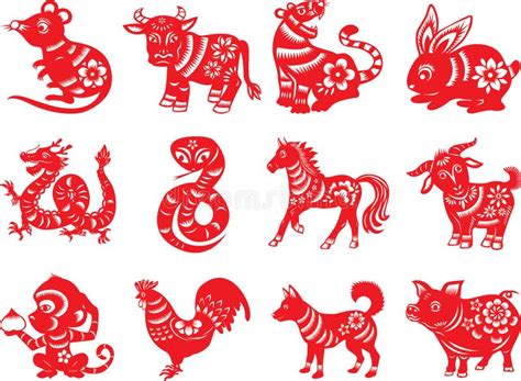 Chinese Zodiac Twelve Animals Stock Vector - Illustration of horse ...