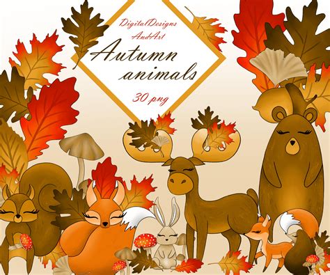 Autumn animals clipart | Custom-Designed Illustrations ~ Creative Market